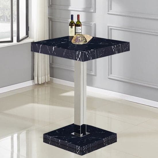 Topeka Milano Marble Effect Bar Table 2 Rifle Black Stools