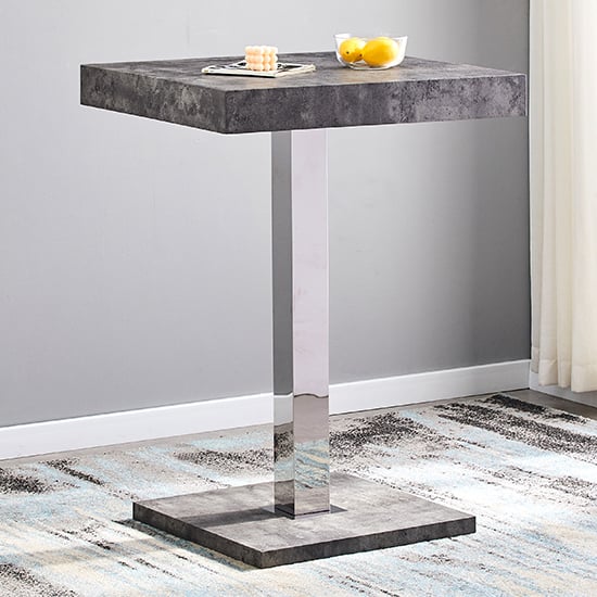 Topeka Square Wooden Bar Table In Concrete Effect