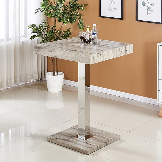 Topeka Square Wooden Bar Table In Grey Oak Effect