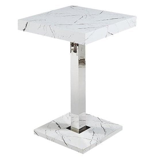 Topeka Vida Marble Effect Gloss Bar Table 2 Canyon White Stool