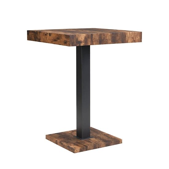 Topeka Wooden Bar Table Square In Rustic Oak