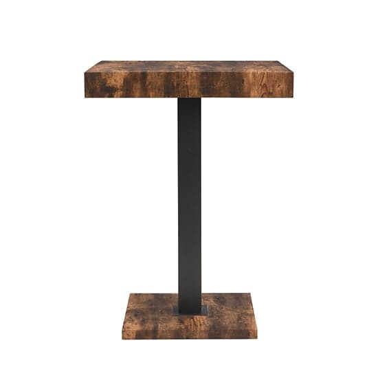 Topeka Wooden Bar Table Square In Rustic Oak