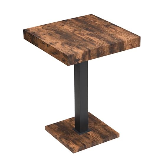 Topeka Wooden Bar Table Square In Rustic Oak