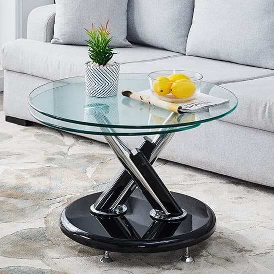 Torino Twist Glass Top Coffee Table With Black High Gloss Base