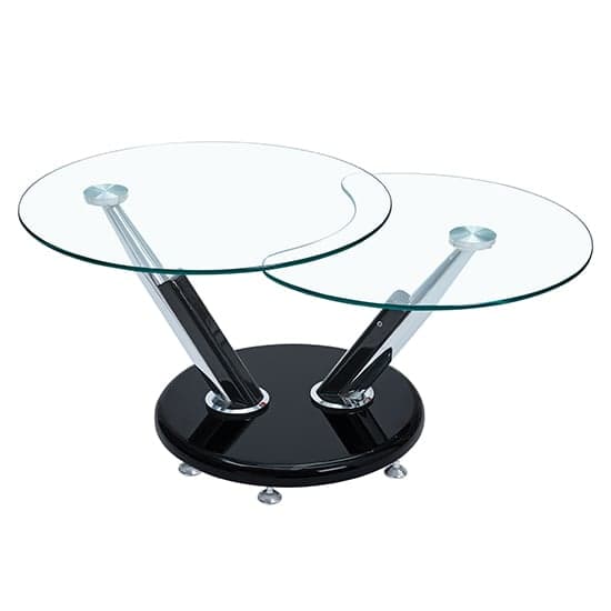 Torino Twist Glass Top Coffee Table With Black High Gloss Base