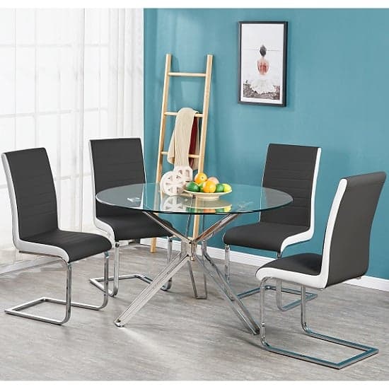 Toronto Glass Dining Table With 4 Symphony Dining Chairs