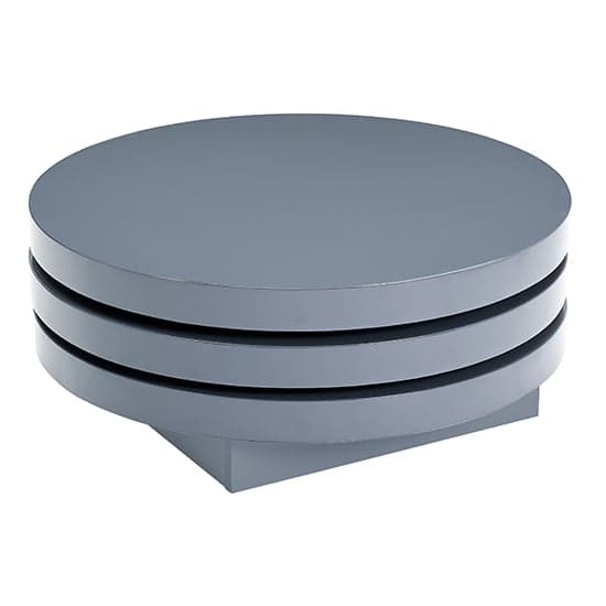 Tracy Round High Gloss Rotating Coffee Table In Grey