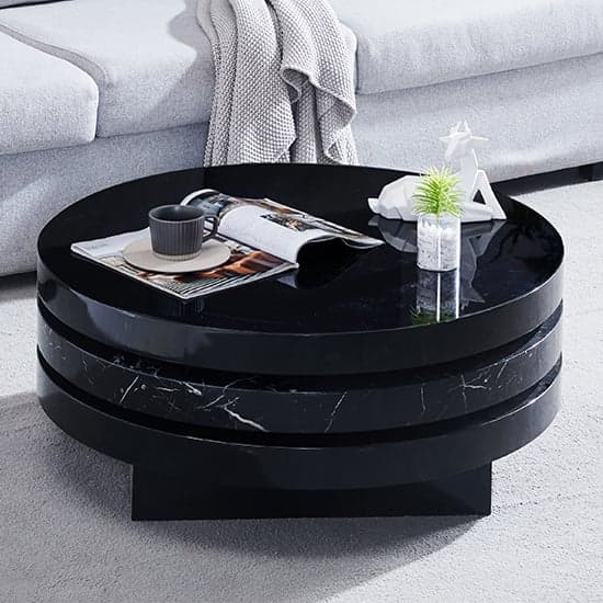 Tracy Round Rotating Coffee Table In Milano Marble Effect