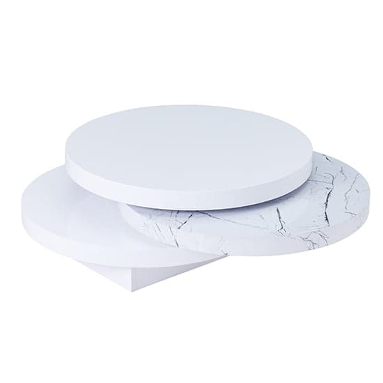 Tracy Round Rotating Coffee Table In Vida Marble Effect