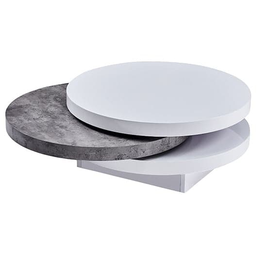 Tracy Round Rotating Coffee Table With Concrete Effect