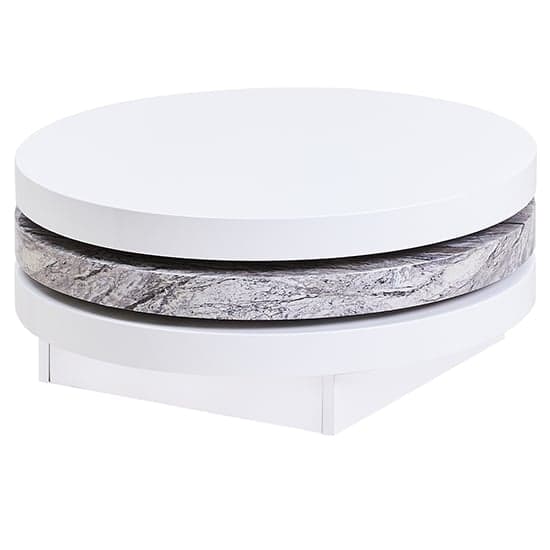 Tracy Round Rotating Coffee Table With Melange Marble Effect