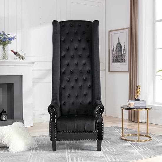 Trent Tall Upholstered Velvet Porter Chair In Black