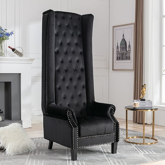 Trent Tall Upholstered Velvet Porter Chair In Black