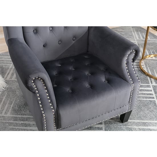 Trent Tall Upholstered Velvet Porter Chair In Grey