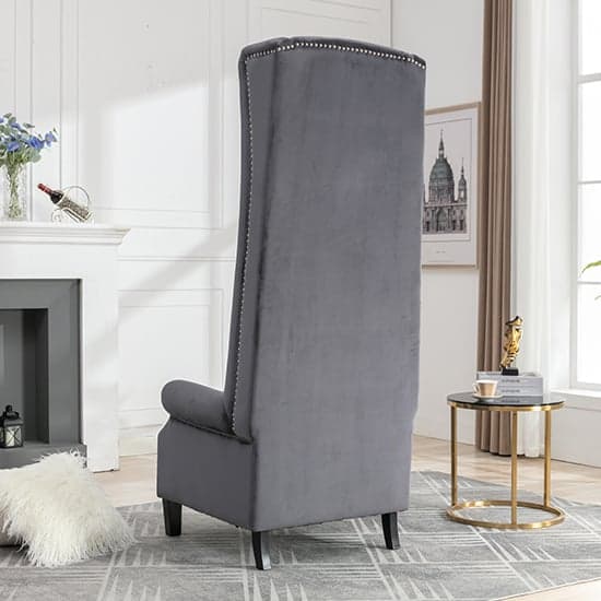 Trent Tall Upholstered Velvet Porter Chair In Grey