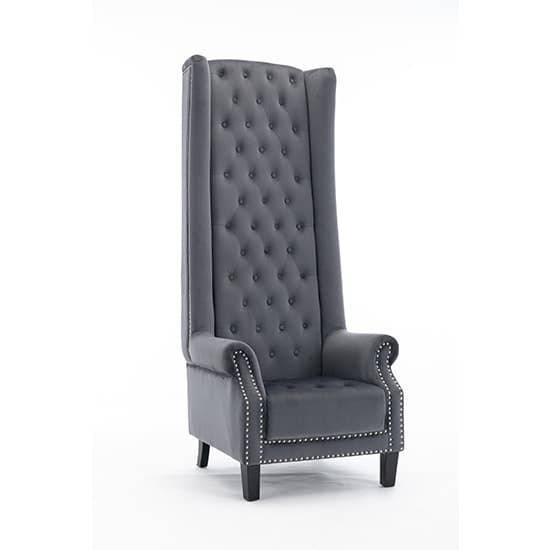 Trent Tall Upholstered Velvet Porter Chair In Grey