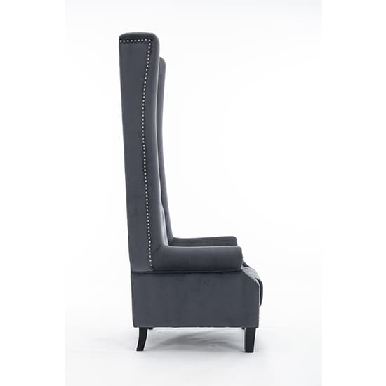 Trent Tall Upholstered Velvet Porter Chair In Grey