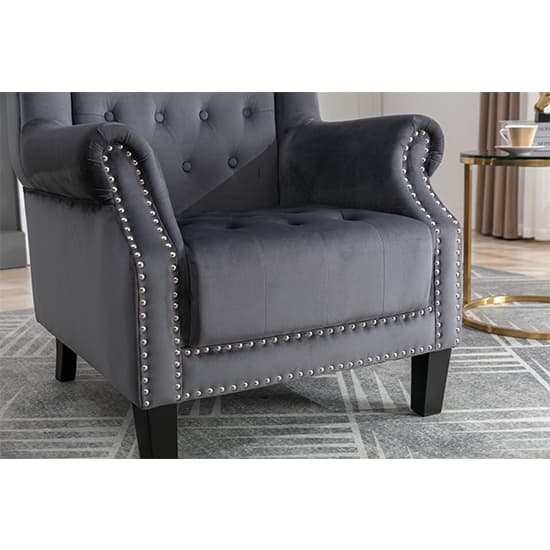 Trent Tall Upholstered Velvet Porter Chair In Grey