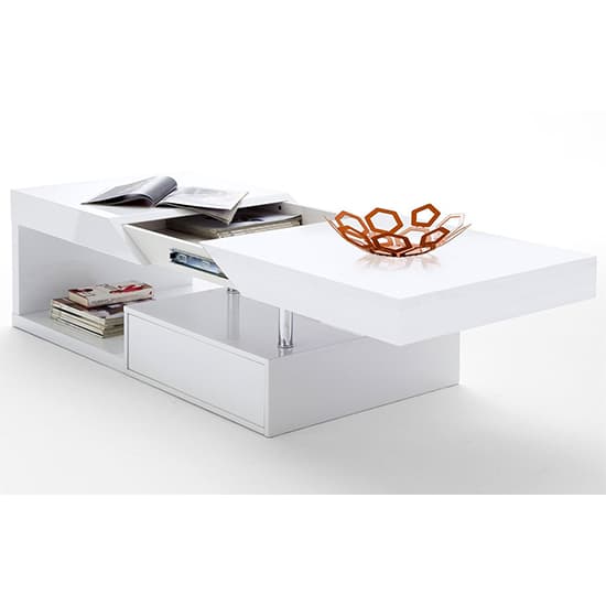 Tulsa High Gloss Storage Coffee Table In White