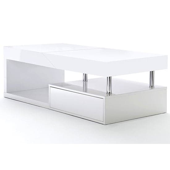 Tulsa High Gloss Storage Coffee Table In White