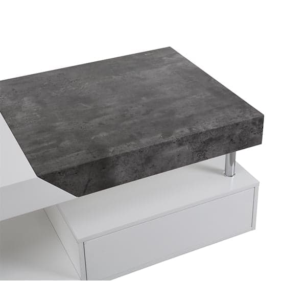 Tulsa Wooden Storage Coffee Table In White And Concrete Effect