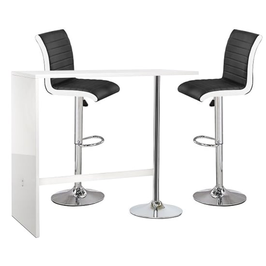 Tupelo White Gloss Bar Table 2 Riga Black And White Bar Stools