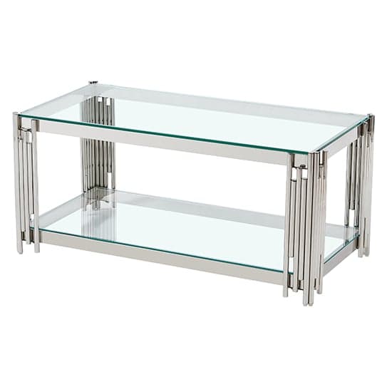 Valdosta Clear Glass Coffee Table With Stainless Steel Frame