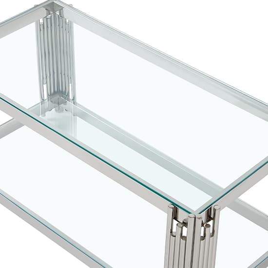 Valdosta Clear Glass Coffee Table With Stainless Steel Frame