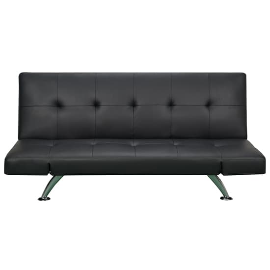 Valencia Faux Leather Sofa Bed In Black With Chrome Metal Legs