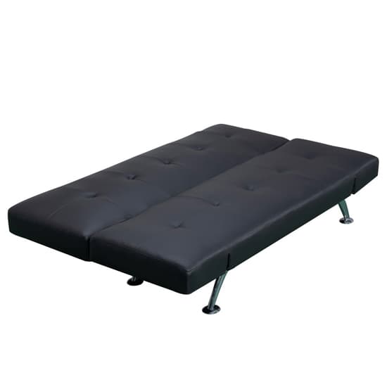 Valencia Faux Leather Sofa Bed In Black With Chrome Metal Legs