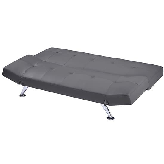 Valencia Faux Leather Sofa Bed In Grey With Chrome Metal Legs