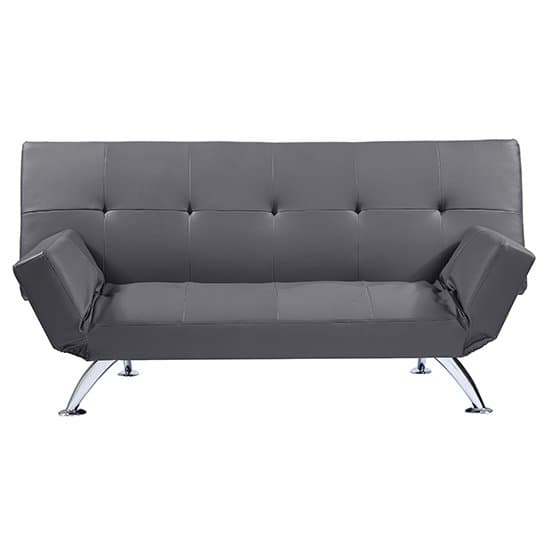 Valencia Faux Leather Sofa Bed In Grey With Chrome Metal Legs