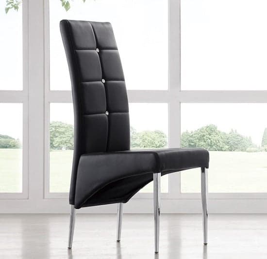 Versilia Studded Faux Leather Dining Chair In Black