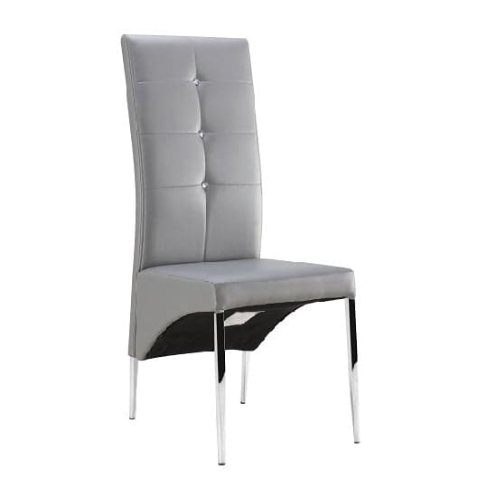 Versilia Studded Faux Leather Dining Chair In Grey