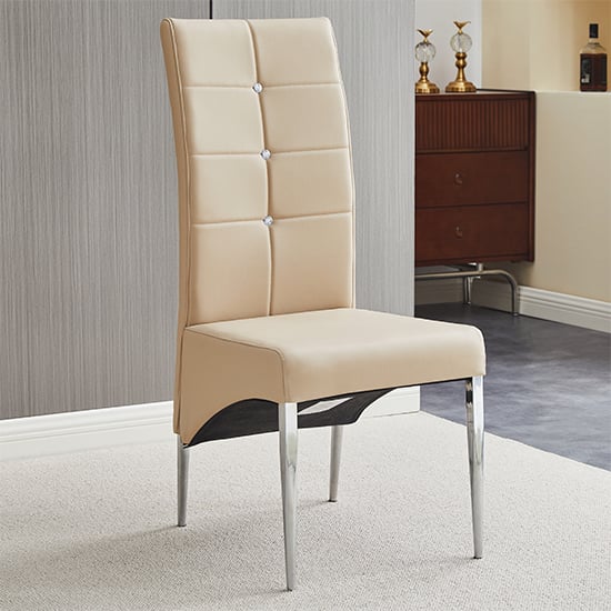 Versilia Studded Faux Leather Dining Chair In Taupe