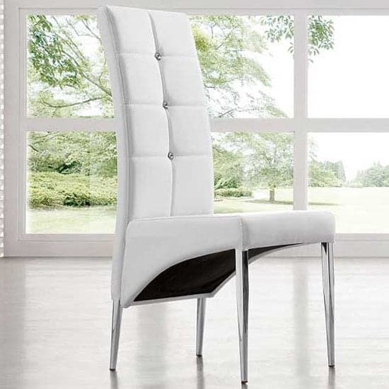 Versilia Studded Faux Leather Dining Chair In White