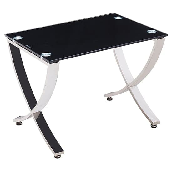 Visalia Black Glass Nest Of 2 Tables With Angular Stainless Legs