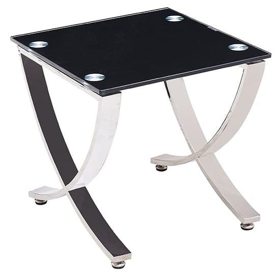 Visalia Black Glass Nest Of 2 Tables With Angular Stainless Legs