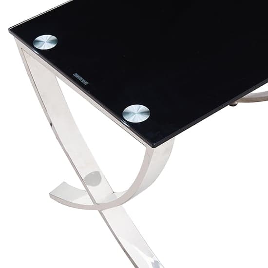 Visalia Black Glass Nest Of 2 Tables With Angular Stainless Legs