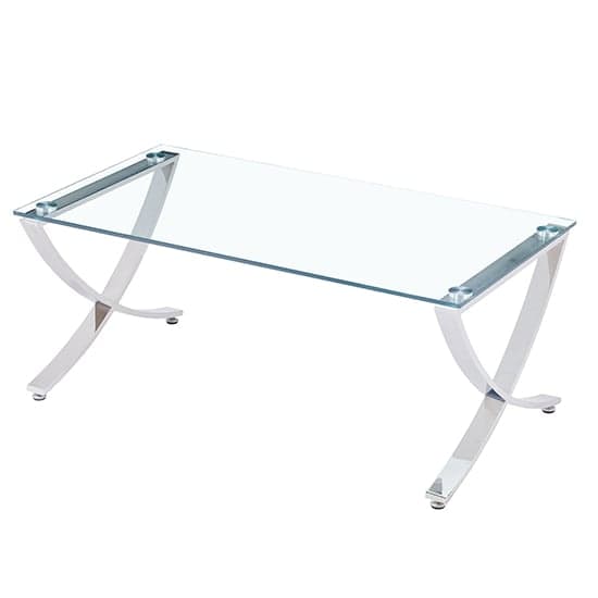 Visalia Clear Glass Coffee Table With Angular Chrome Legs