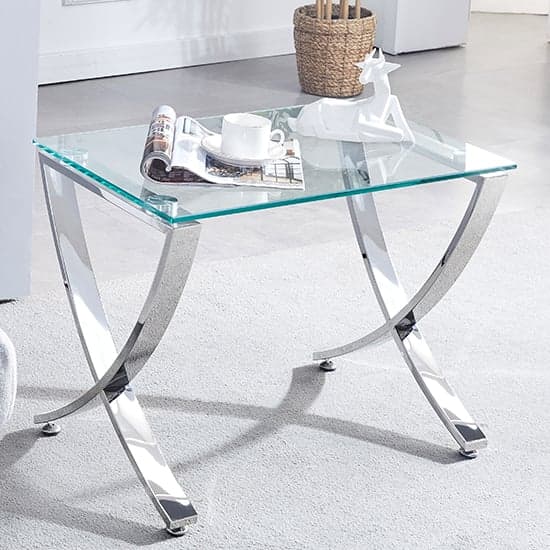 Visalia Clear Glass Nest Of 2 Tables With Angular Chrome Legs