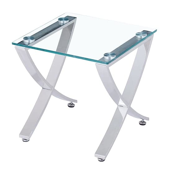 Visalia Clear Glass Nest Of 2 Tables With Angular Chrome Legs