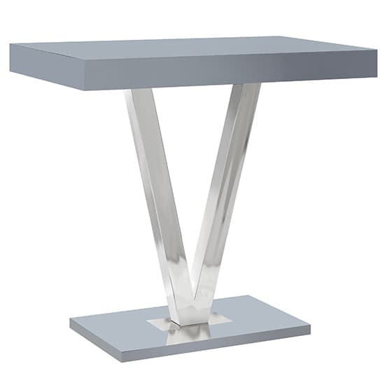 Visalia High Gloss Bar Table Rectangular Glass Top In Grey