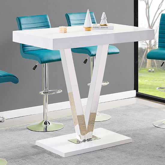 Visalia High Gloss Bar Table Rectangular In White