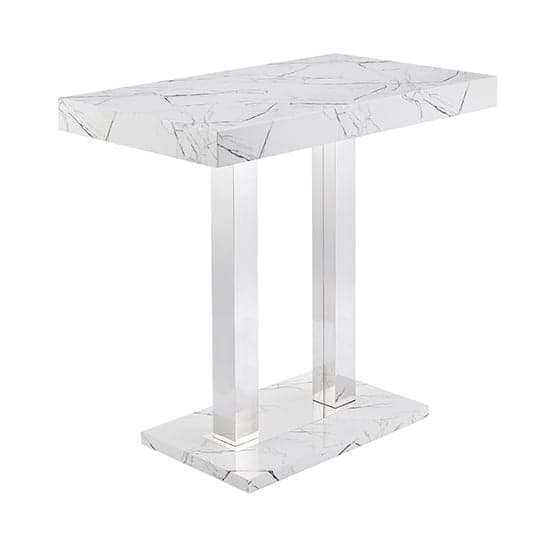 Vista Vida Marble Effect High Gloss Bar Table Rectangular In White