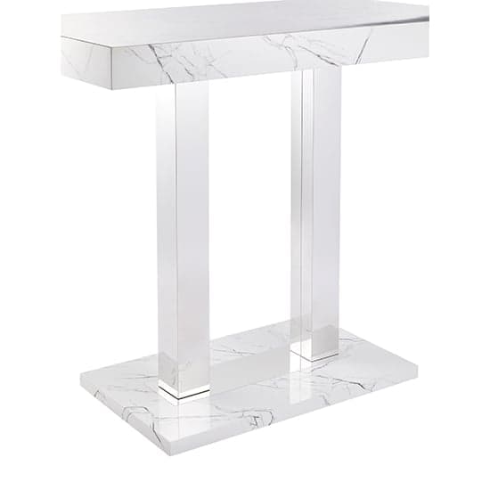 Vista Vida Marble Effect High Gloss Bar Table Rectangular In White