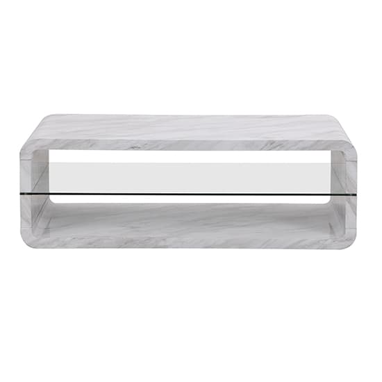 Xenia High Gloss Coffee Table With Shelf In Magnesia Marble Effect