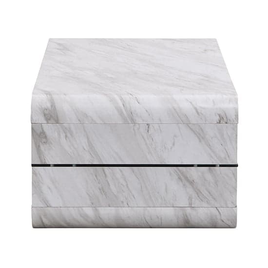 Xenia High Gloss Coffee Table With Shelf In Magnesia Marble Effect