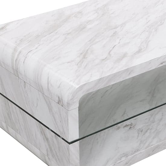 Xenia High Gloss Coffee Table With Shelf In Magnesia Marble Effect