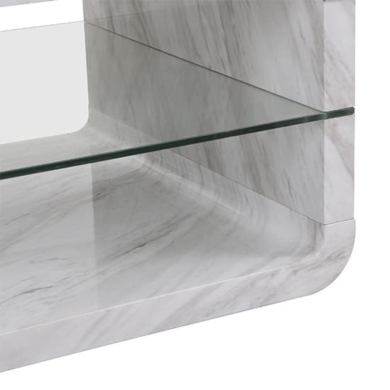 Xenia High Gloss Coffee Table With Shelf In Magnesia Marble Effect